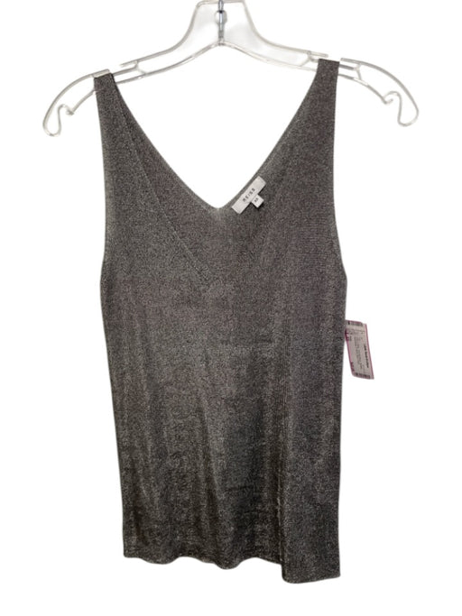 Reiss Size XS Gray & Silver Viscose Blend Metallic Sleeveless V Neck Top Gray & Silver / XS