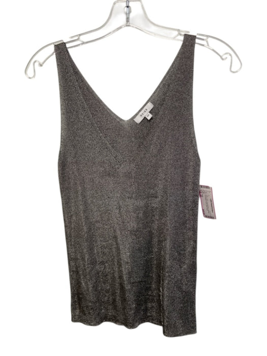 Reiss Size XS Gray & Silver Viscose Blend Metallic Sleeveless V Neck Top Gray & Silver / XS