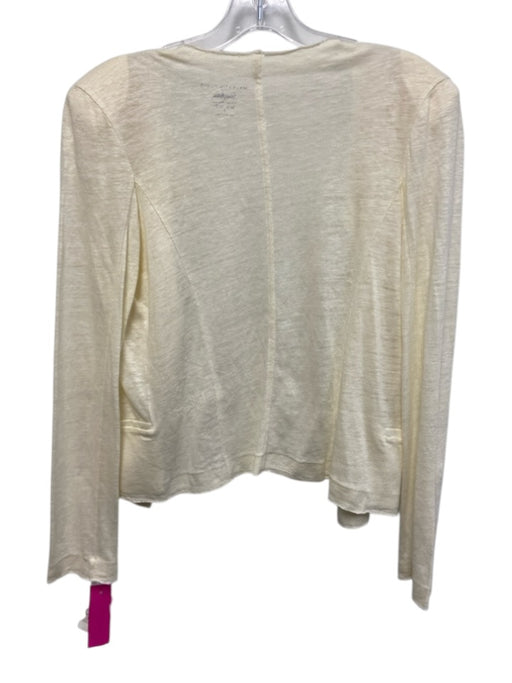 Majestic Paris Size S / 1 Cream White Linen & Silk Long Sleeve Cardigan Cream White / S / 1