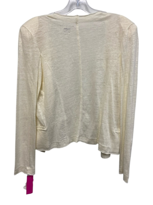 Majestic Paris Size S / 1 Cream White Linen & Silk Long Sleeve Cardigan Cream White / S / 1
