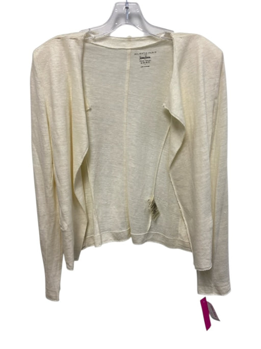 Majestic Paris Size S / 1 Cream White Linen & Silk Long Sleeve Cardigan Cream White / S / 1
