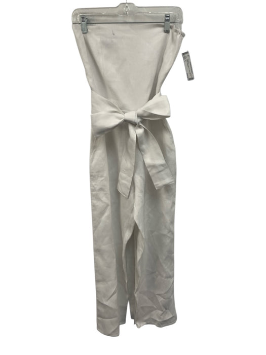 Sir Size 1 White Linen Strapless Wide Leg Tie Waist Jumpsuit White / 1