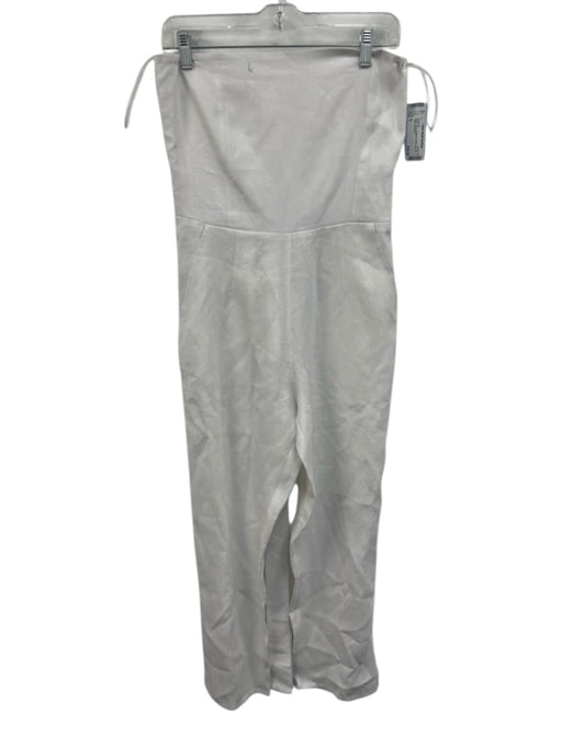 Sir Size 1 White Linen Strapless Wide Leg Tie Waist Jumpsuit White / 1