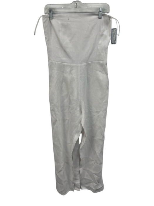 Sir Size 1 White Linen Strapless Wide Leg Tie Waist Jumpsuit White / 1