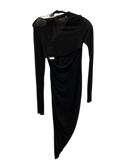 Helmut Lang Size XS Black Viscose Long Sleeve Cut Out Gathered Side Dress Black / XS