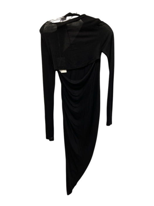 Helmut Lang Size XS Black Viscose Long Sleeve Cut Out Gathered Side Dress Black / XS