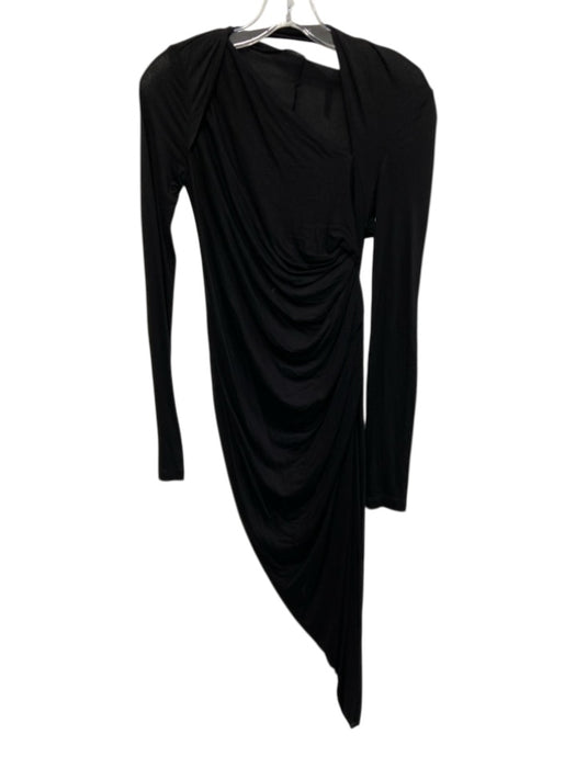 Helmut Lang Size XS Black Viscose Long Sleeve Cut Out Gathered Side Dress Black / XS