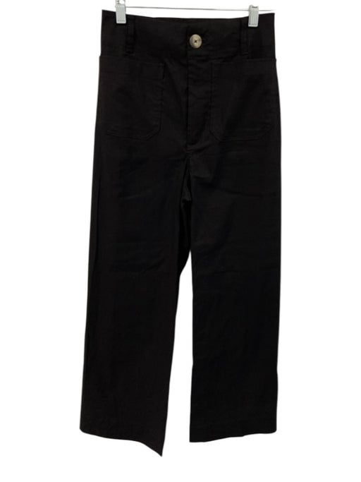 Maeve Size 26 tall Black Viscose Blend Patch Pocket Zip & Button Wide Leg Pants Black / 26 tall