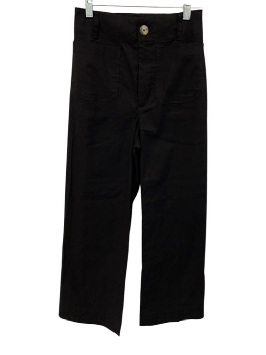 Maeve Size 26 tall Black Viscose Blend Patch Pocket Zip & Button Wide Leg Pants Black / 26 tall