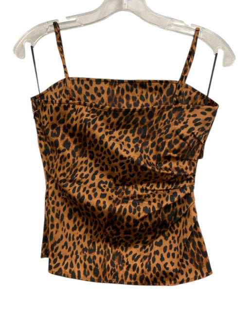 Rebecca Minkoff Size 2 Leopard Print Cotton Blend gathered side Sleeveless Top Leopard Print / 2