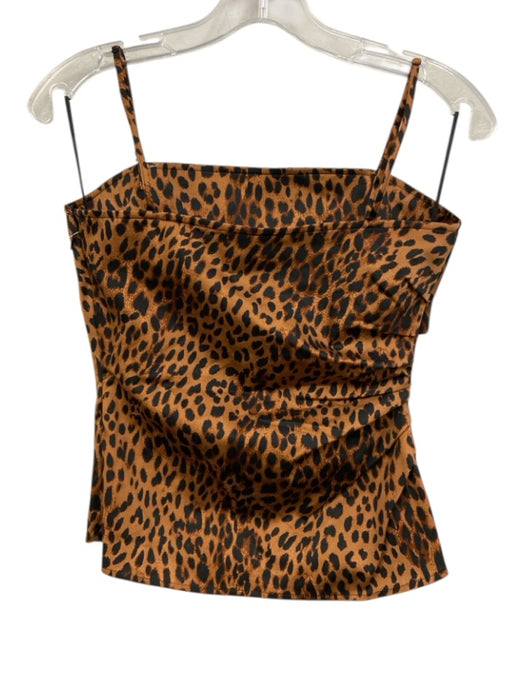 Rebecca Minkoff Size 2 Leopard Print Cotton Blend gathered side Sleeveless Top Leopard Print / 2