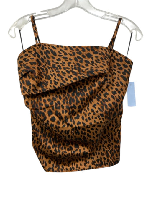 Rebecca Minkoff Size 2 Leopard Print Cotton Blend gathered side Sleeveless Top Leopard Print / 2