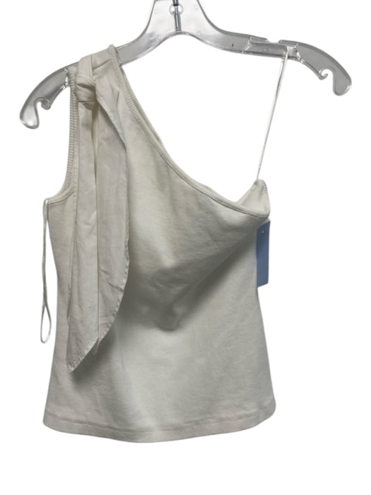 Maeve Size S White Cotton Blend One Shoulder Shoulder Tie Top White / S