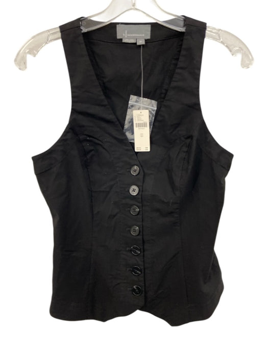 Anthropologie Size XS Black Viscose Blend Button Up Pleats Sleeveless Vest Top Black / XS