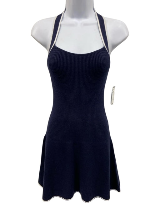 Daily Practice Size XS Navy & white Cotton Blend Ribbed Halter Mini Dress Navy & white / XS