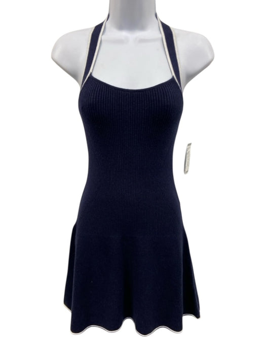 Daily Practice Size XS Navy & white Cotton Blend Ribbed Halter Mini Dress Navy & white / XS