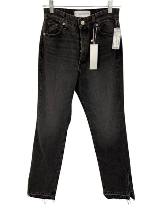 EB Denim Size 25 Black Cotton Button Up Raw Hem Straight Leg Jeans Black / 25