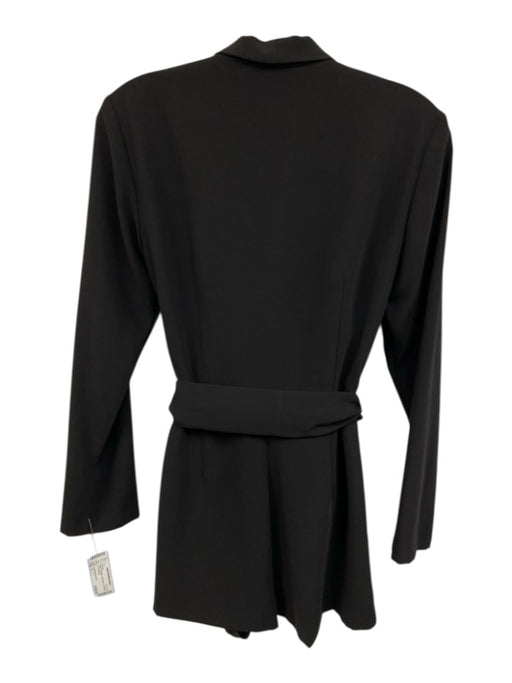 Amanda Uprichard Size S Black Polyester Long Sleeve Tie Waist Zip Romper Black / S