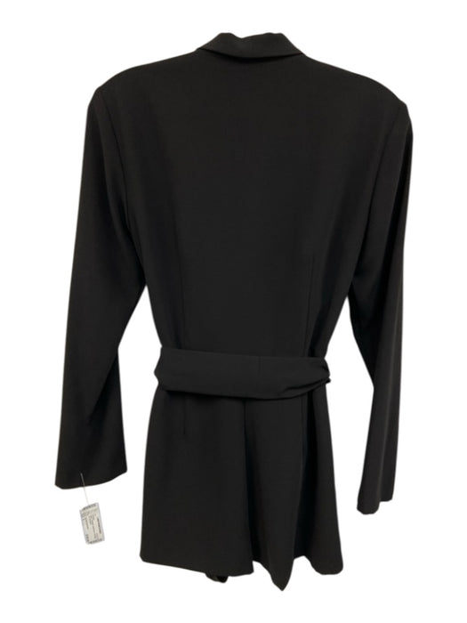 Amanda Uprichard Size S Black Polyester Long Sleeve Tie Waist Zip Romper Black / S