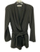 Amanda Uprichard Size S Black Polyester Long Sleeve Tie Waist Zip Romper Black / S