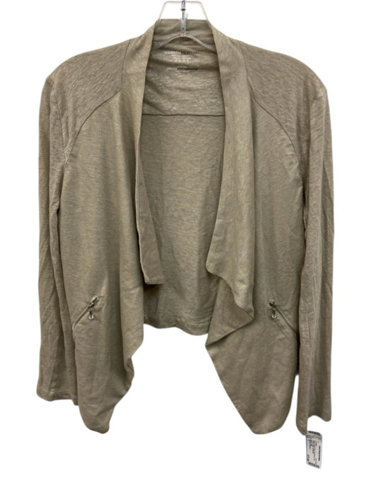 Majestic Filatures Size 1 Beige Linen & Silk Long Sleeve Zip Pocket Cardigan Beige / 1