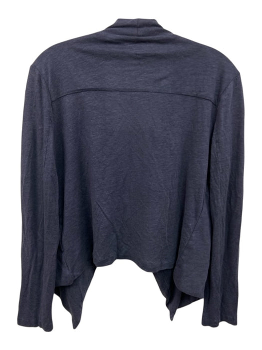 Majestic Filatures Size 1 Blue Linen & Silk Long Sleeve Zip Pocket Cardigan Blue / 1