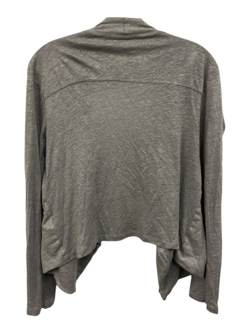 Majestic Filatures Size 1 Grey Linen & Silk Long Sleeve Zip Pocket Cardigan Grey / 1