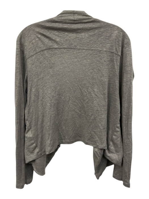 Majestic Filatures Size 1 Grey Linen & Silk Long Sleeve Zip Pocket Cardigan Grey / 1