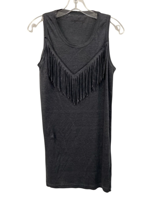 Zadig & Voltaire Size S Grey Linen Semi Sheer Sleeveless chest fringe Dress Grey / S
