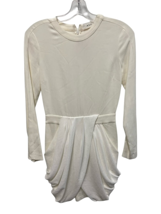 A.L.C. Size xs / 2 Cream White Viscose Blend Long Sleeve Draped Back Zip Dress Cream White / xs / 2