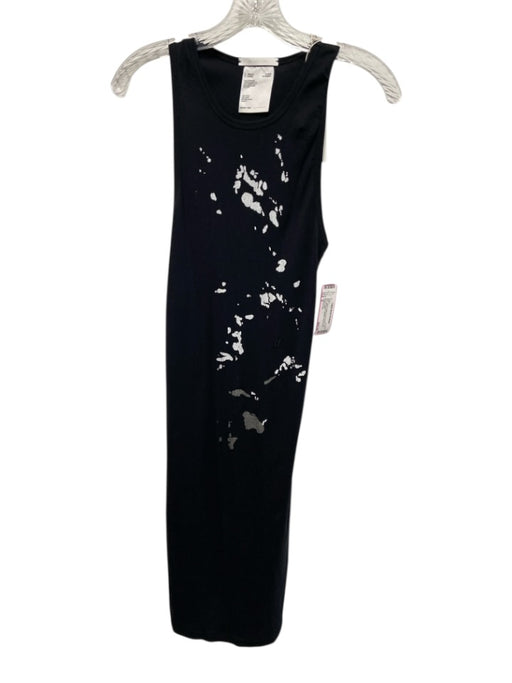 Helmut Lang Size S Black, White & Gray Cotton Rib Knit Sleeveless Splatter Dress Black, White & Gray / S