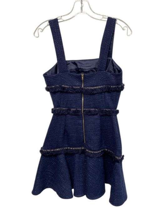 Amanda Uprichard Size XS Navy blue & gold No Fabric Tag Wide Strap Fringe Dress Navy blue & gold / XS