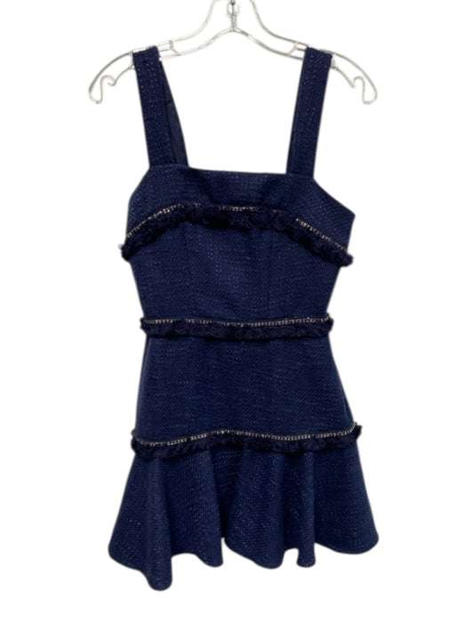 Amanda Uprichard Size XS Navy blue & gold No Fabric Tag Wide Strap Fringe Dress Navy blue & gold / XS
