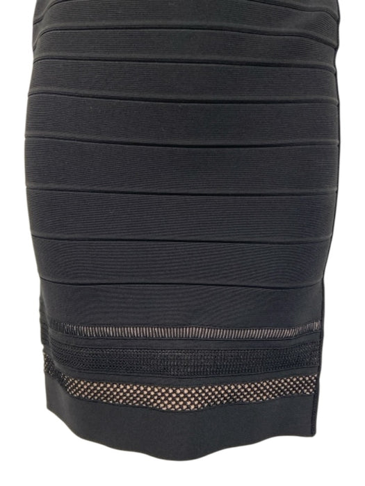 Herve Leger Size XS Black Rayon Blend Spaghetti Strap Knit Detail Back Zip Dress Black / XS