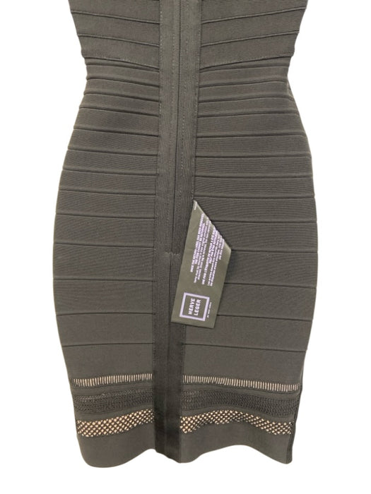 Herve Leger Size XS Black Rayon Blend Spaghetti Strap Knit Detail Back Zip Dress Black / XS