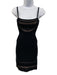 Herve Leger Size XS Black Rayon Blend Spaghetti Strap Knit Detail Back Zip Dress Black / XS