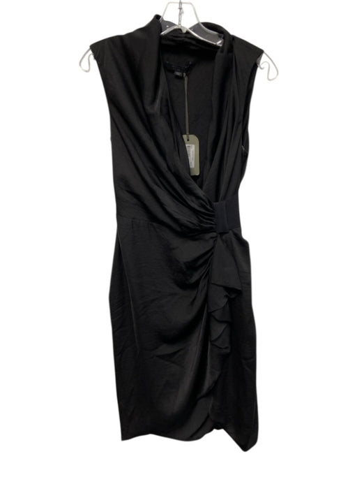 ALLSAINTS Size xs / 2 Black Polyester Sleeveless Assymetric Belt Detail Dress Black / xs / 2
