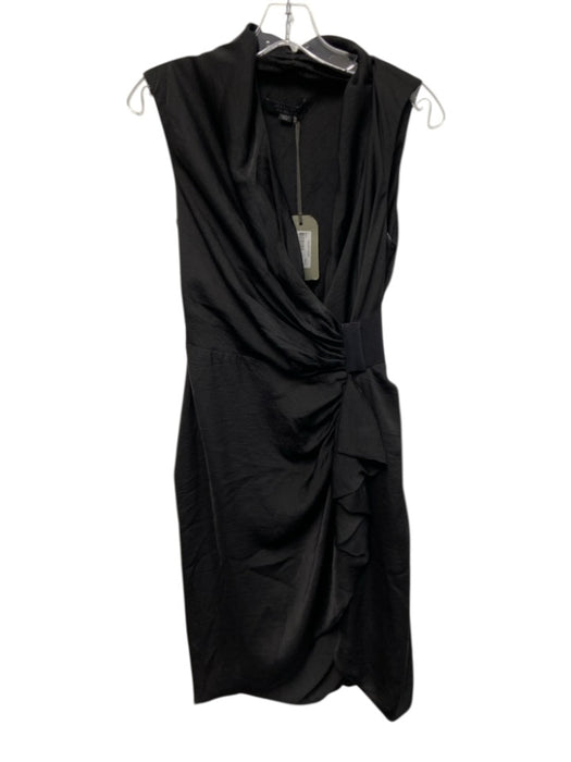 ALLSAINTS Size xs / 2 Black Polyester Sleeveless Assymetric Belt Detail Dress Black / xs / 2