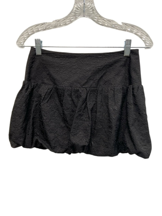 Amanda Uprichard Size XS Black Nylon Blend Textured Short Puff Sleeve Skirt Set Black / XS