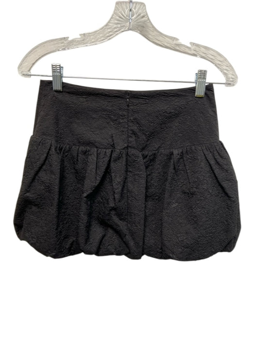 Amanda Uprichard Size XS Black Nylon Blend Textured Short Puff Sleeve Skirt Set Black / XS
