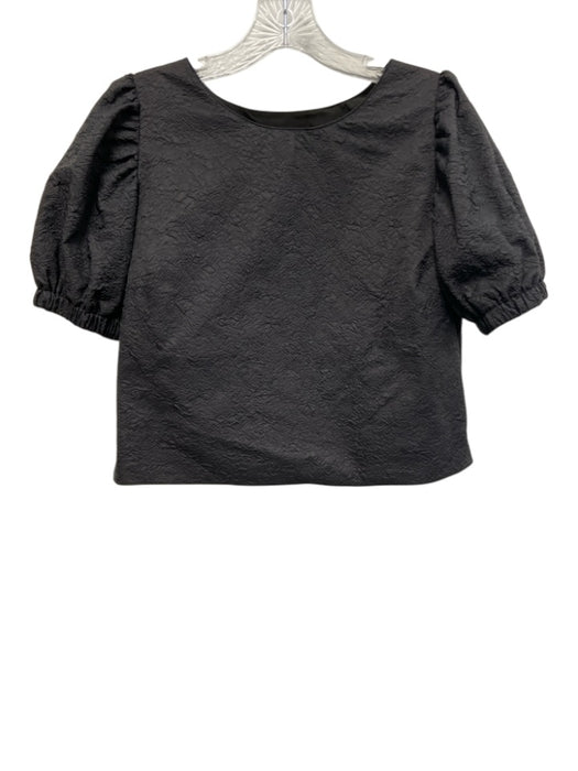 Amanda Uprichard Size XS Black Nylon Blend Textured Short Puff Sleeve Skirt Set Black / XS