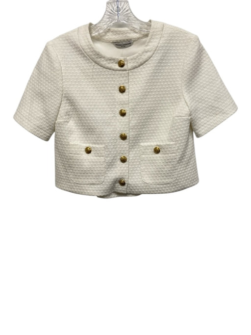 Amanda Uprichard Size XS White & Gold Cotton & Polyester Textured Skirt Set White & Gold / XS