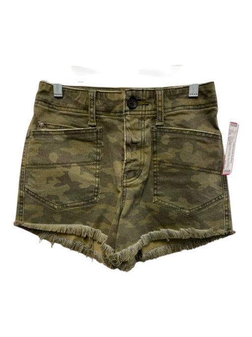 We The Free Size 25 Army Green Cotton Blend Denim Camoflage Patch Pockets Shorts Army Green / 25
