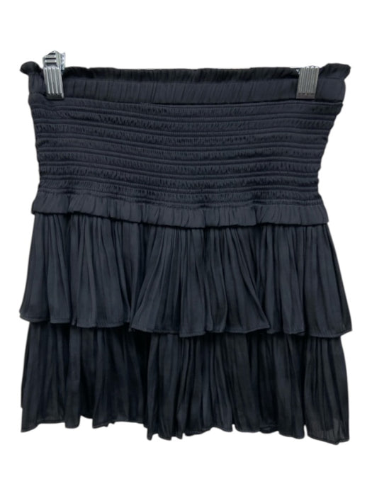 Reset Size S Dark Navy Polyester Smocked Waist Band Tiered pleats Skirt Dark Navy / S
