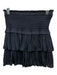 Reset Size S Dark Navy Polyester Smocked Waist Band Tiered pleats Skirt Dark Navy / S