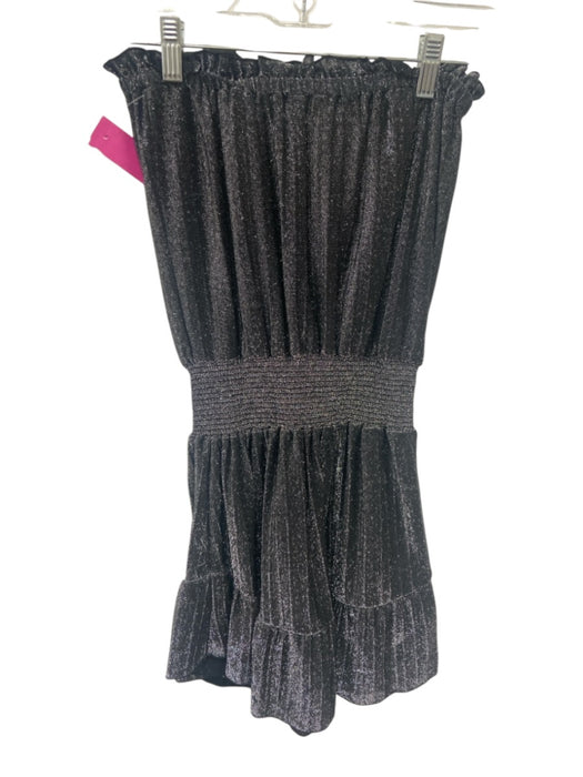 Ramy Brook Size XS Black & Silver Nylon Blend Metallic Sparkle Strapless Top Black & Silver / XS