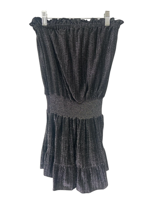 Ramy Brook Size XS Black & Silver Nylon Blend Metallic Sparkle Strapless Top Black & Silver / XS