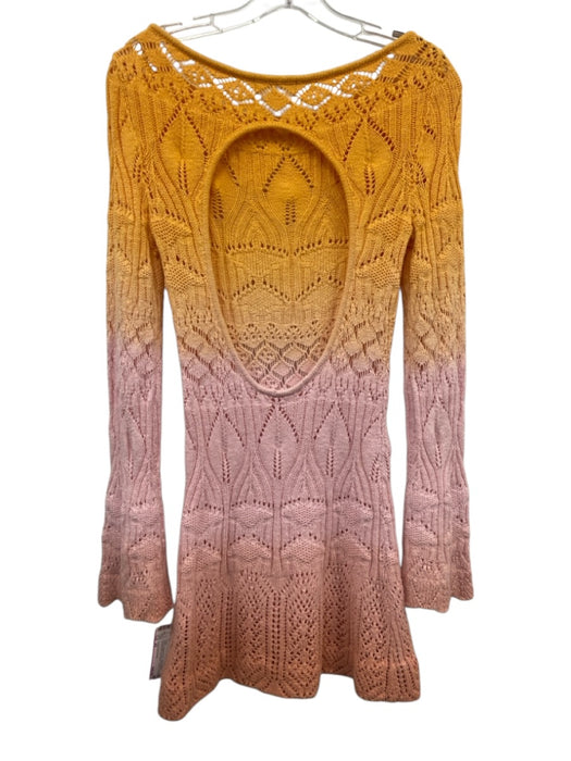 Lovers and Friends Size XS Yellow, Orange & Pink Cotton Blend Crochet Knit Dress Yellow, Orange & Pink / XS