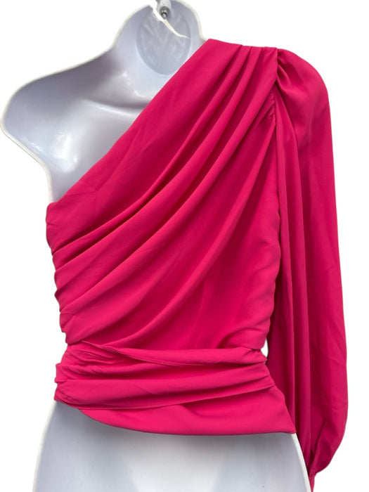 Amanda Uprichard Size XS Hot pink Polyester Long Sleeve One Shoulder Top Hot pink / XS