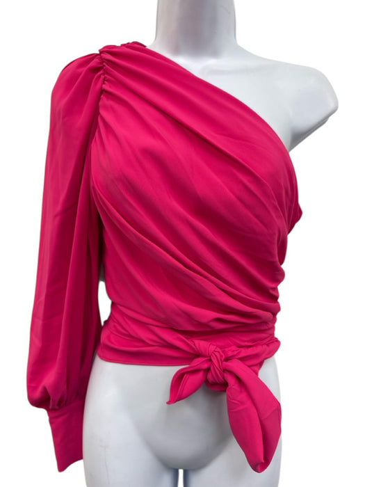 Amanda Uprichard Size XS Hot pink Polyester Long Sleeve One Shoulder Top Hot pink / XS